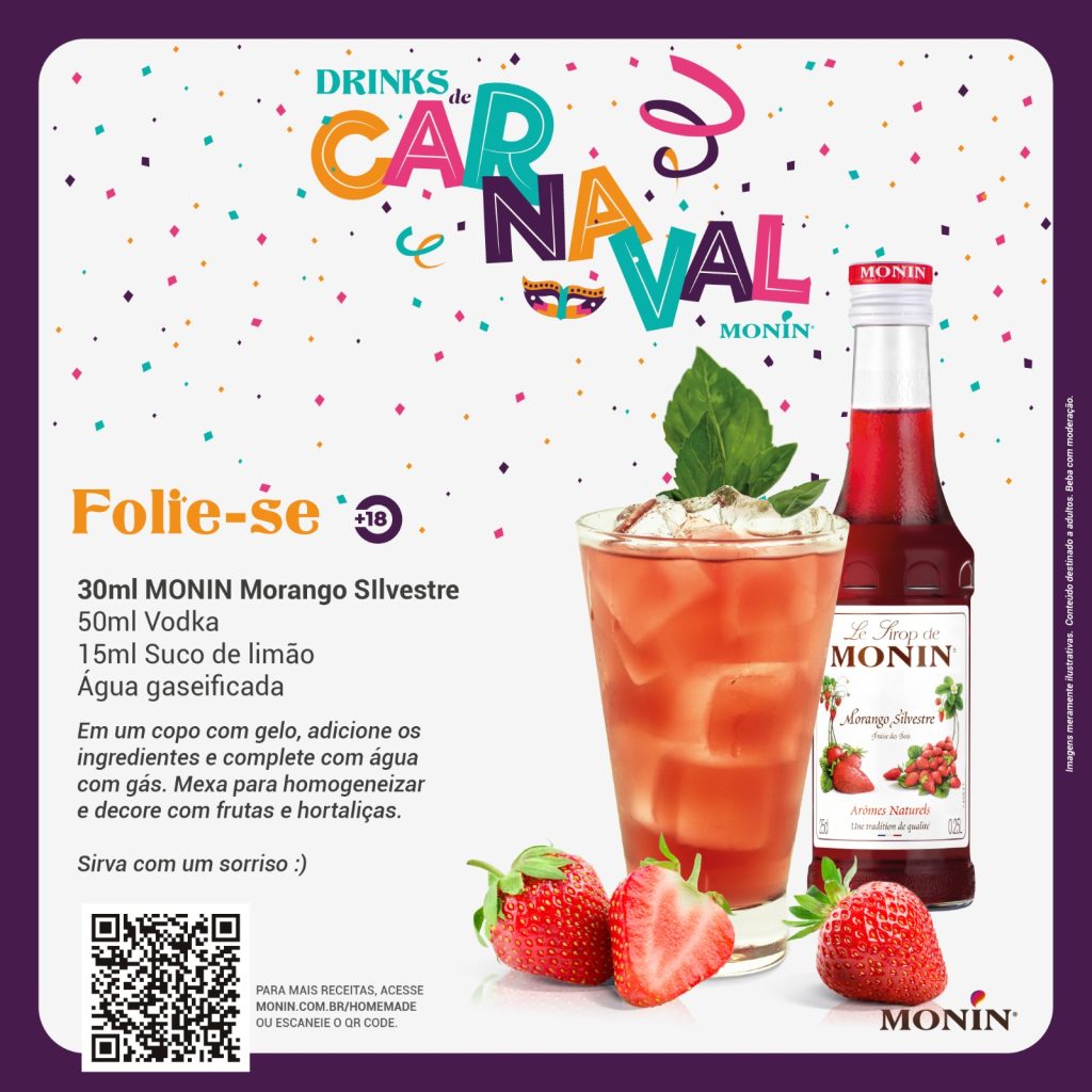 drink para carnaval morango gin vodka monin