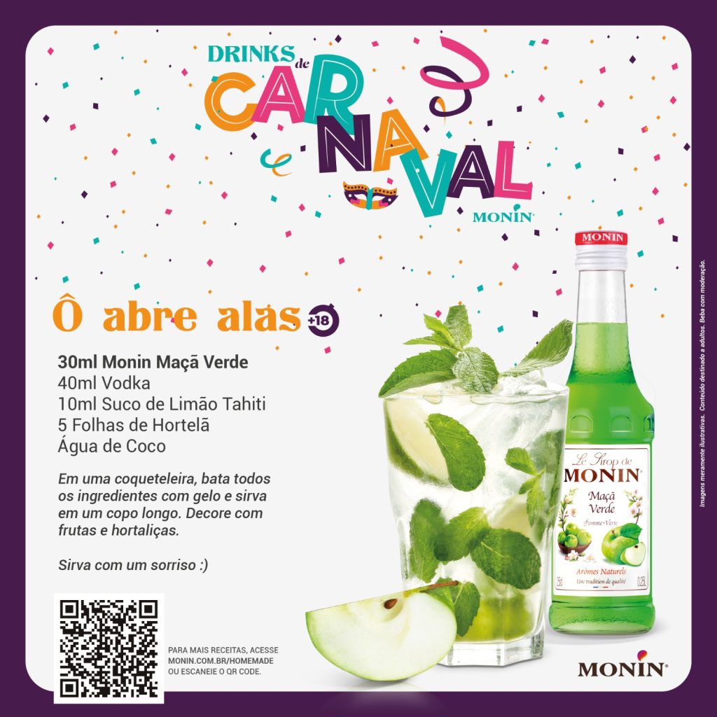 drink para carnaval maçã verde limão hortelã vodka gin monin